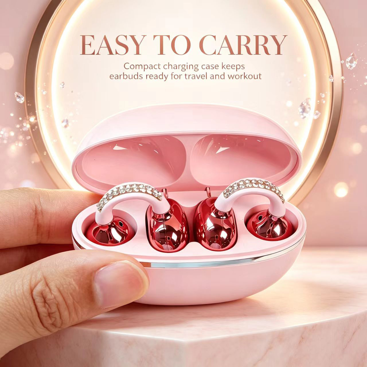Sleep Mask Headphones Bluetooth - Strass-Verzierte Offene Ohrclips Kabellose Ohrhörer Bluetooth