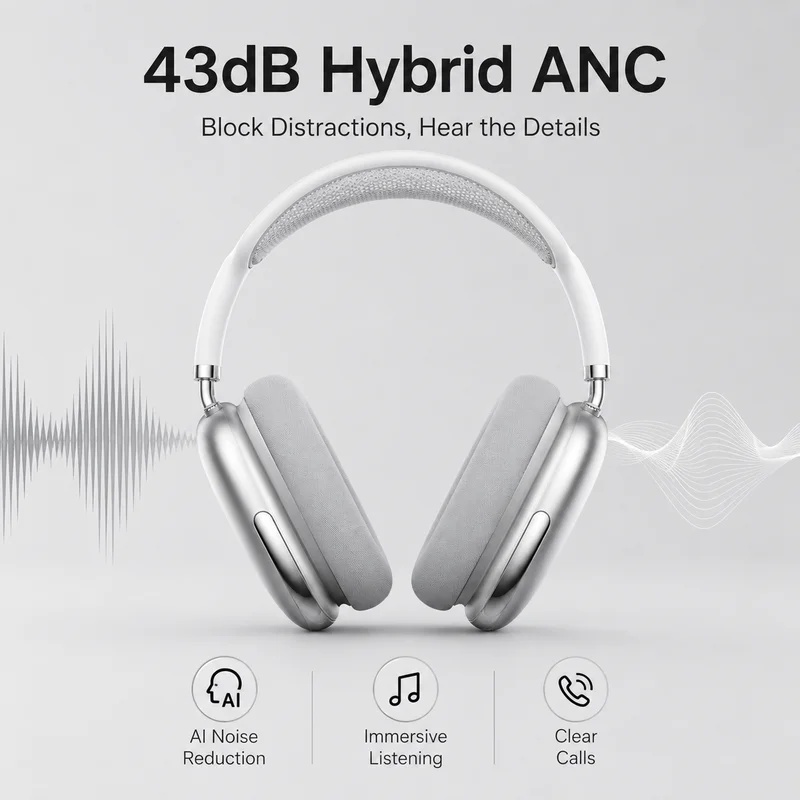 Anc Wireless Over Ear Headphones - Over-Ear ANC Kabellose Bluetooth-Kopfhörer | 43dB