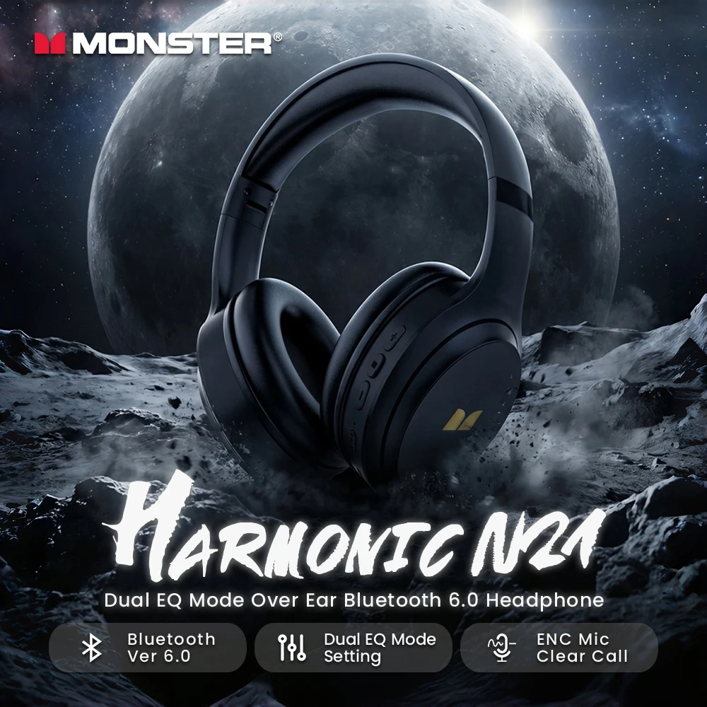 Anc Wireless Over Ear Headphones - Monster Harmonic N21 Bluetooth 6.0 Kopfhörer,
