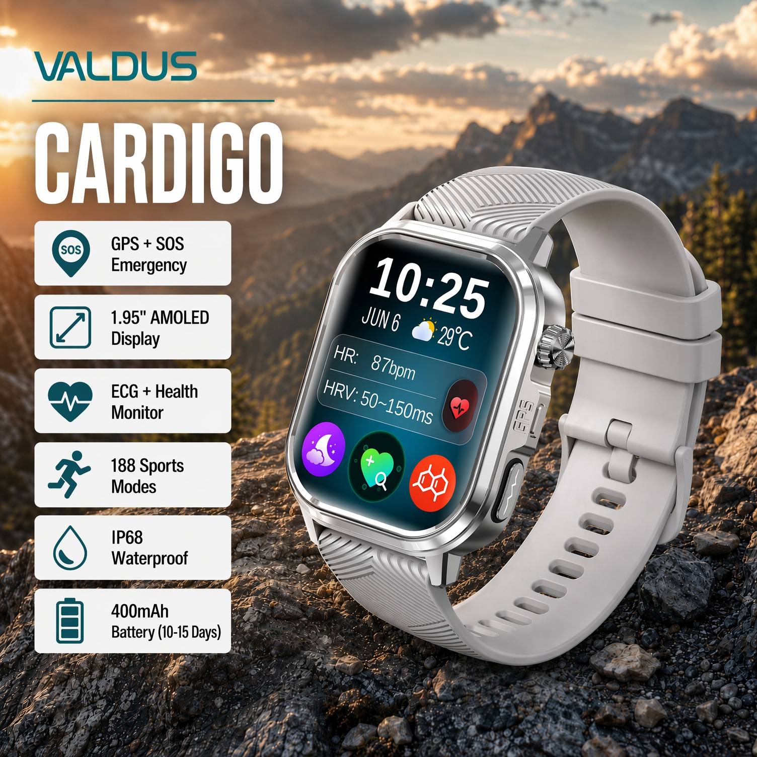 Smartwatches - VALDUS CARDIGO Herren Damen EKG Gesundheits-Smartwatch