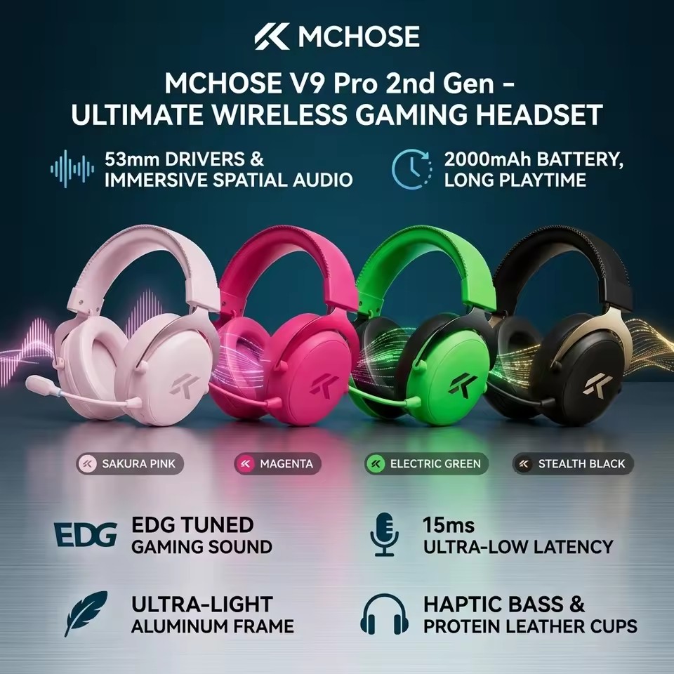 Anc Wireless Over Ear Headphones - MCHOSE V9 Pro 2 E-Sports Kabelloses