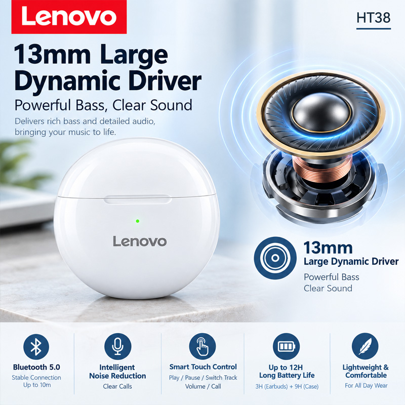 Lenovo HT38 TWS Sport-Kopfhöre – Type C Wired Earphones With Mic Bewertung und Preis